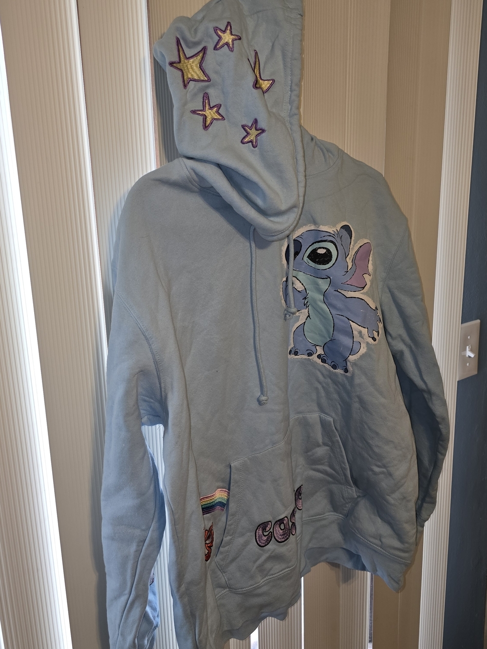 Lilo Stitch Angel Hoodie Embroidery Screen Print Girls XXL or Womens S